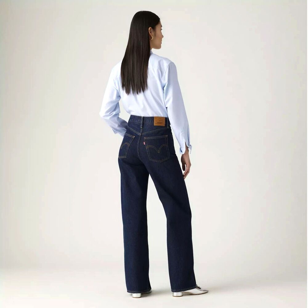 NWT $98 Levi's Ribcage Wide Leg Jeans Dark Wash High Rise Women Size 32x32 (J6) - Picture 3 of 16
